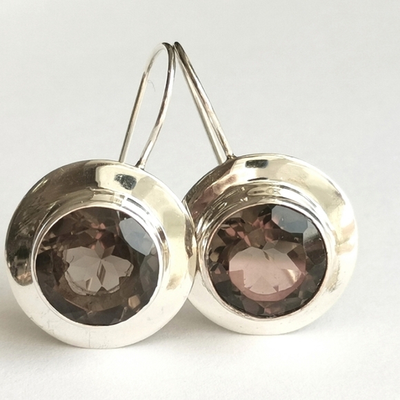 Smokey Topaz Smoky Quartz Drop Earrings In Sterling Silver 🆕 - Picture 1 of 8